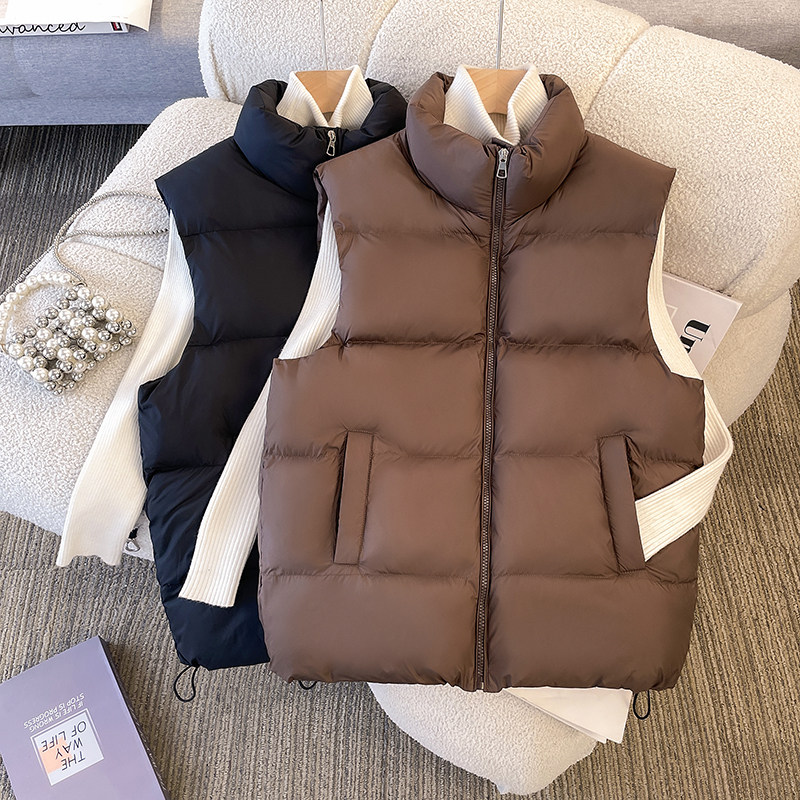 超好看减龄 胖mm大码立领棉服背心马甲女秋冬短款百搭马夹外套612