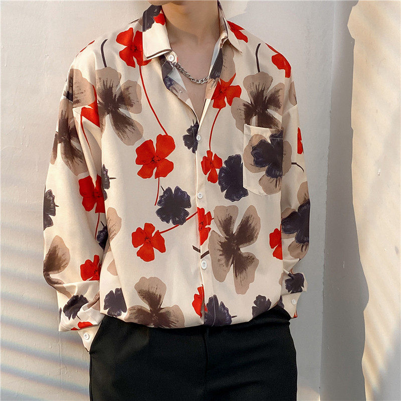 港风衬衫演出服公司员工服宽松加肥加大码职业服长袖花衬衫5XL