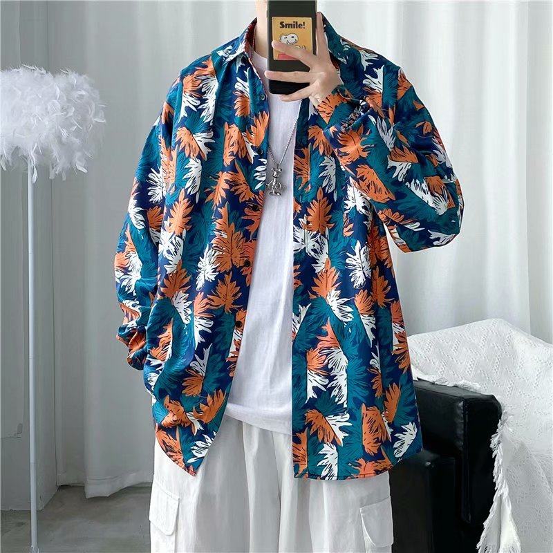 痞帅衬衫男秋季宽松高级感长袖衬衣港风日系秋季上衣时尚潮流外套