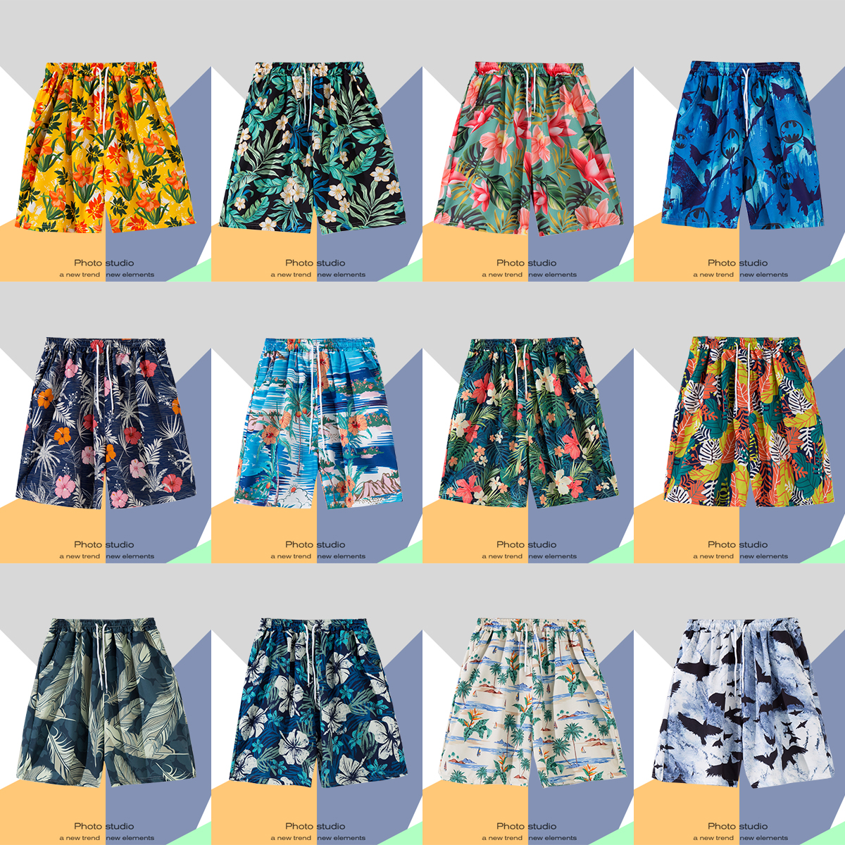 泰国旅游宽松大码潮沙滩裤男速干三亚五分休闲大裤衩海岛度假短裤