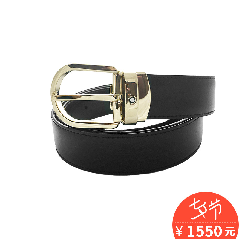 Montblanc/Íò±¦ÁúÄÐÊ¿ºÚɫţƤ½ðÉ«¿ÛÍ·ÍÖÔ²ÐÎÕë¿ÛÑü´ø111714