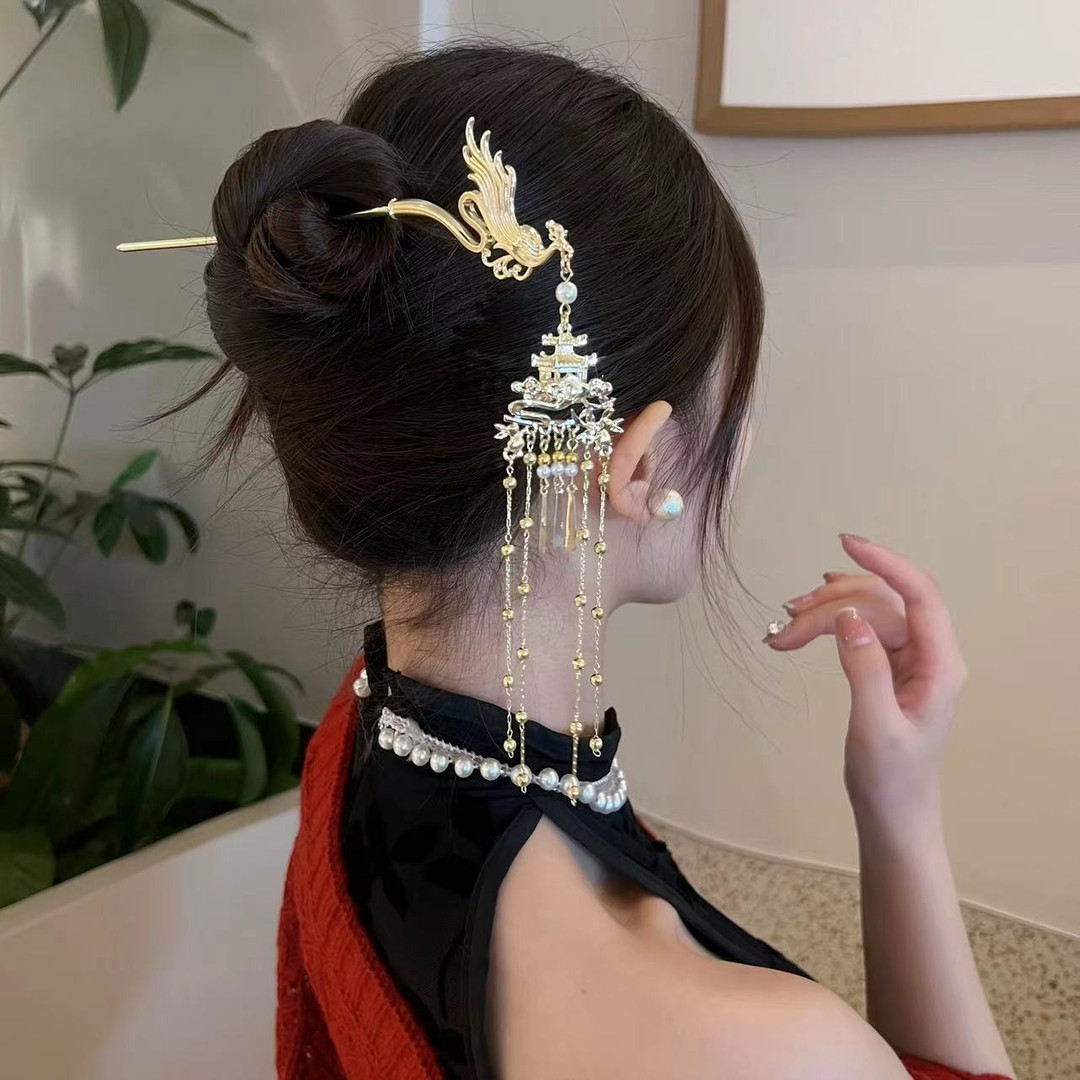 中国风宫廷凤求凰步摇发簪高级感气质马面裙汉服簪子头饰古风超仙