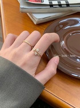 开口可调节玫瑰花戒指女