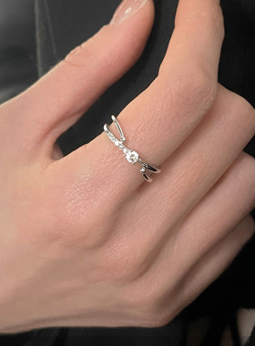 闪钻交织戒指女开口指环