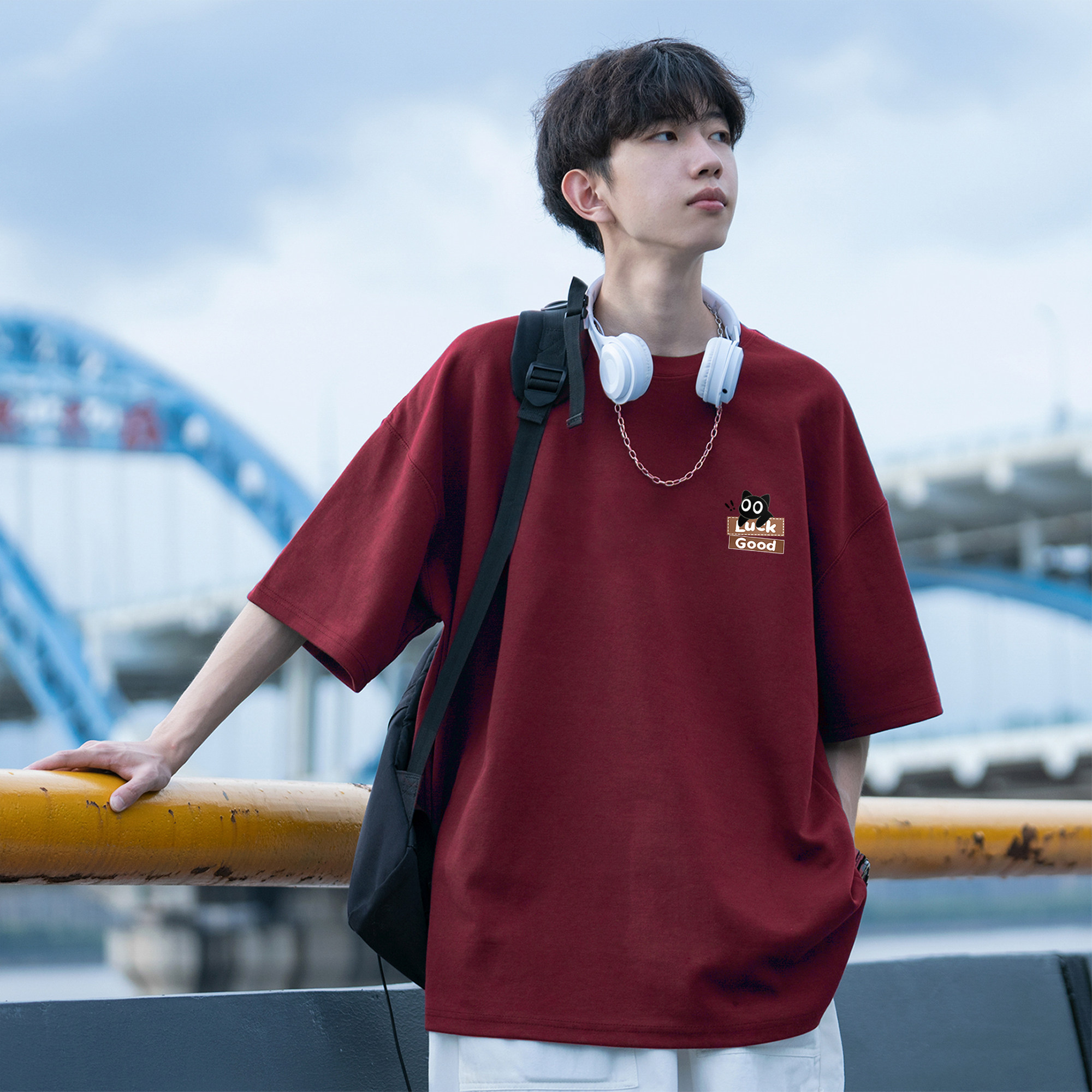 二更纯棉短袖T恤男2026夏季薄款宽松休闲衣服潮牌男生半袖体恤衫