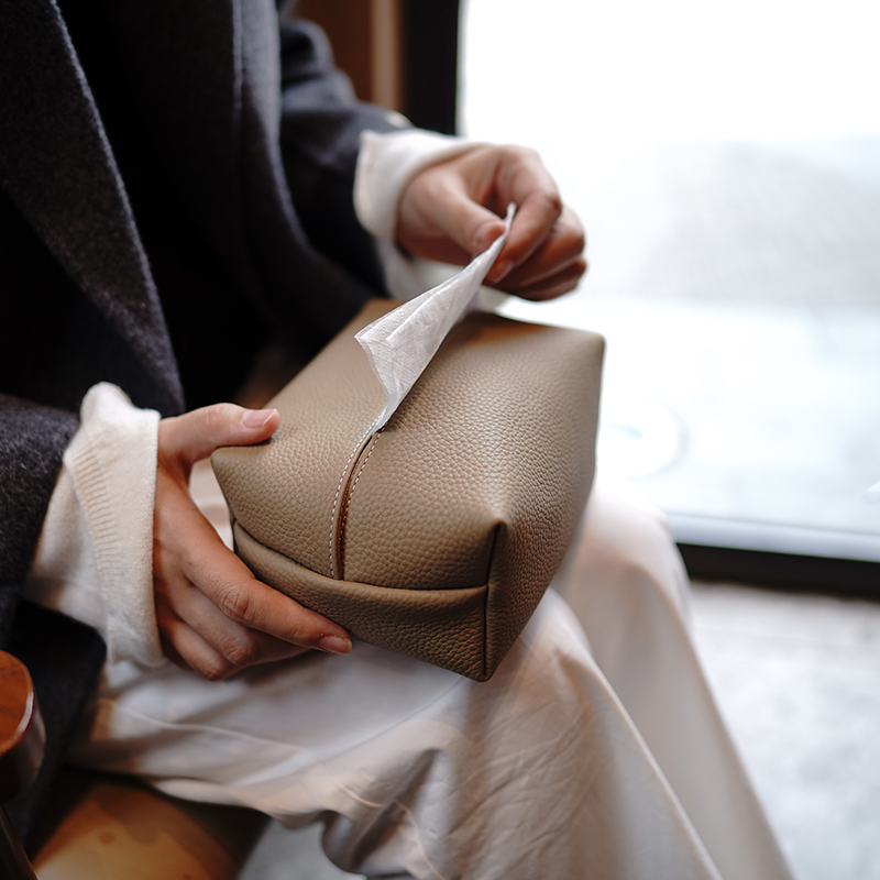 简约实用头层牛皮纸巾袋纸抽盒