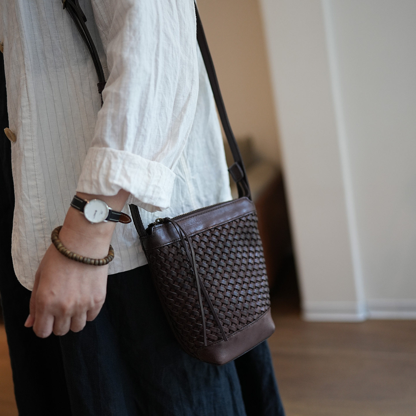 鹿小姐简约复古法式植鞣牛皮编织水桶包真皮百搭时尚单肩斜挎女包,箱包皮具/热销女包/男包,水桶包,淘宝优惠券,粉丝福利购,淘宝优惠卷