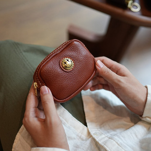 鹿小姐柔软鹿皮复古便携零钱钥匙包耳机文玩核桃手串真皮收纳包