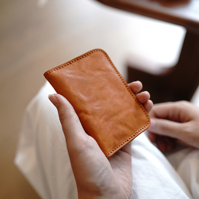 鹿小姐复古植鞣牛皮迷你钱包