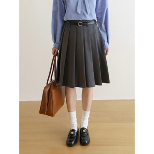 floradance学院派高腰百褶中裙女2026春miu系百搭显瘦a字裙半身裙