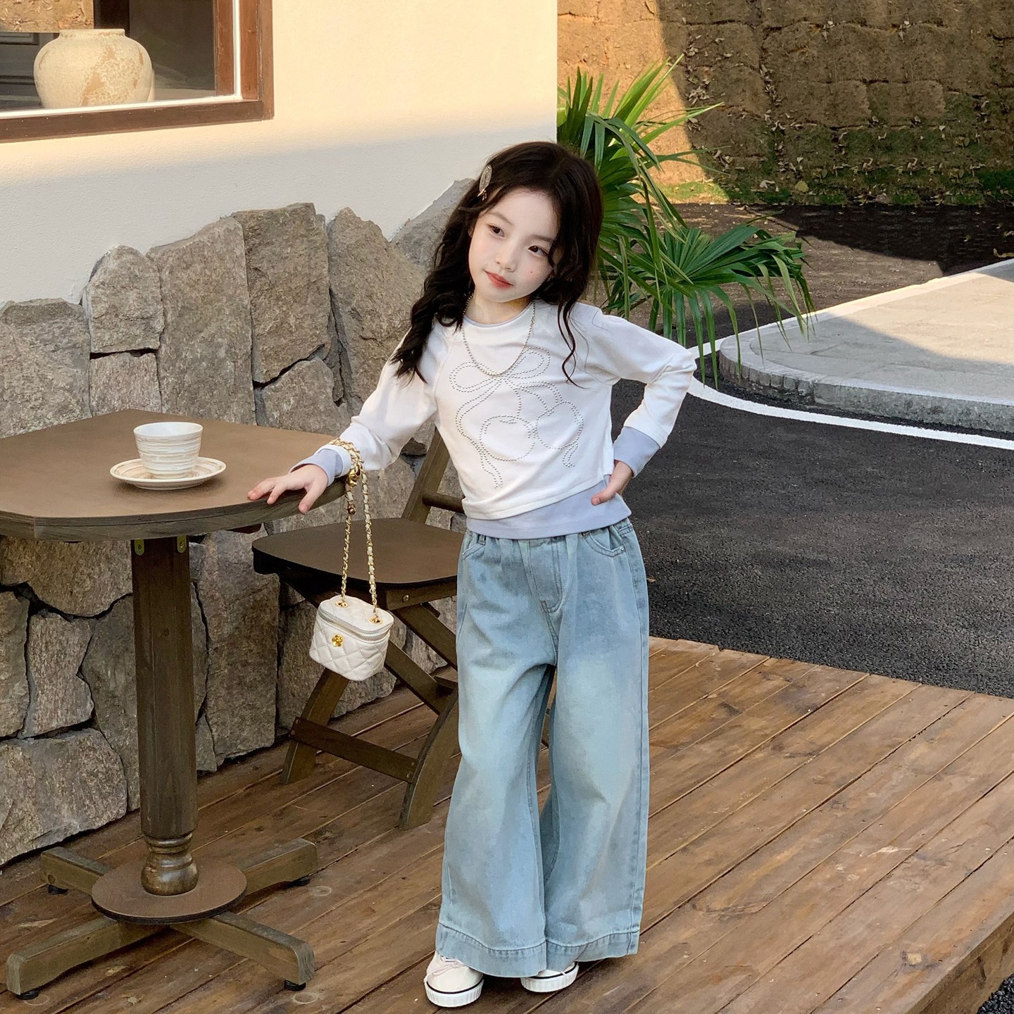 女童套装2026春季新款中小童2-7岁韩版长袖打底衫儿童牛仔阔腿裤,童装/婴儿装/亲子装,套装,淘宝优惠券,粉丝福利购,淘宝优惠卷