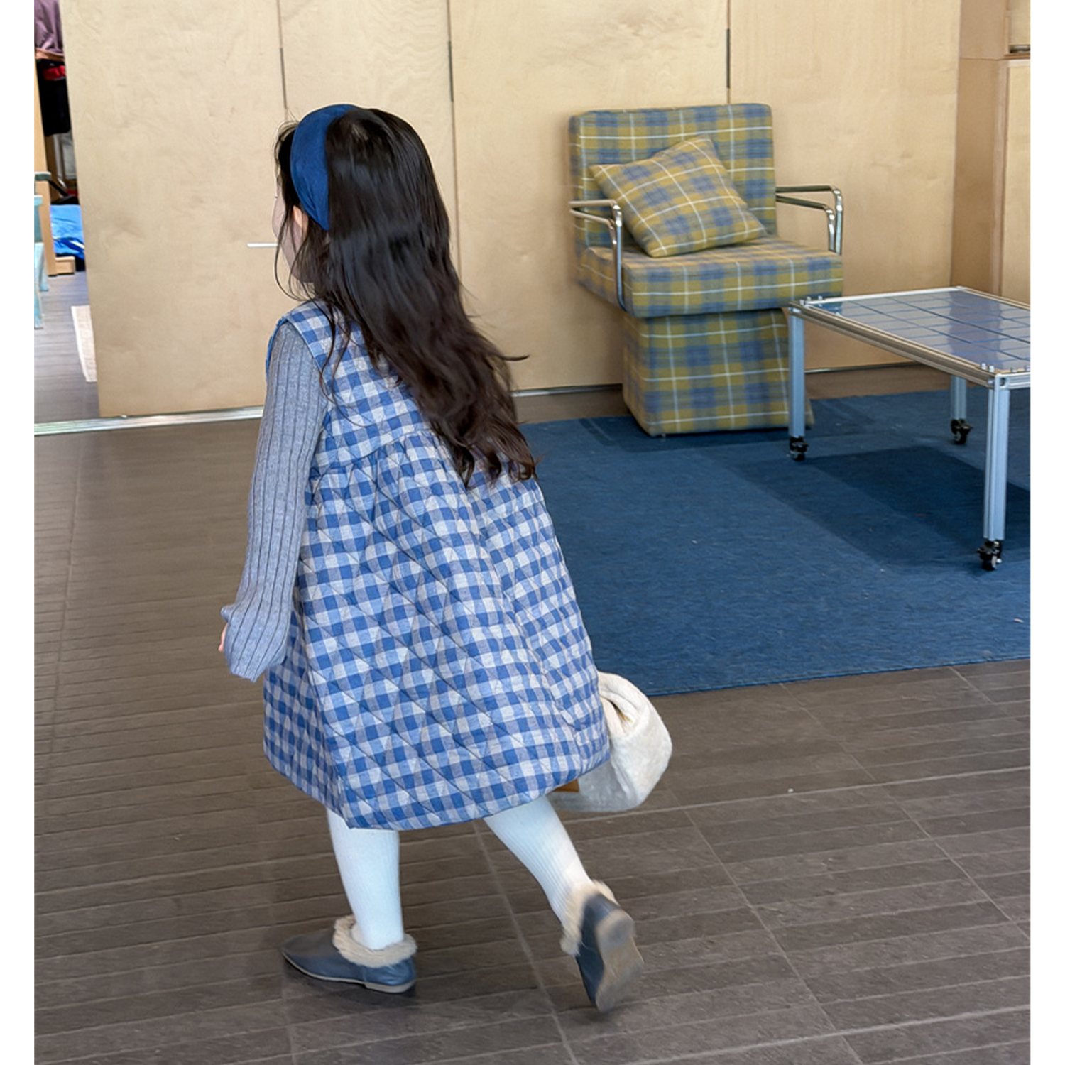 女童格子连衣裙冬装2025新款