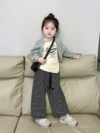 女童休闲套装春装儿童韩版时髦女宝宝洋气春秋卫衣长裤两件套童装