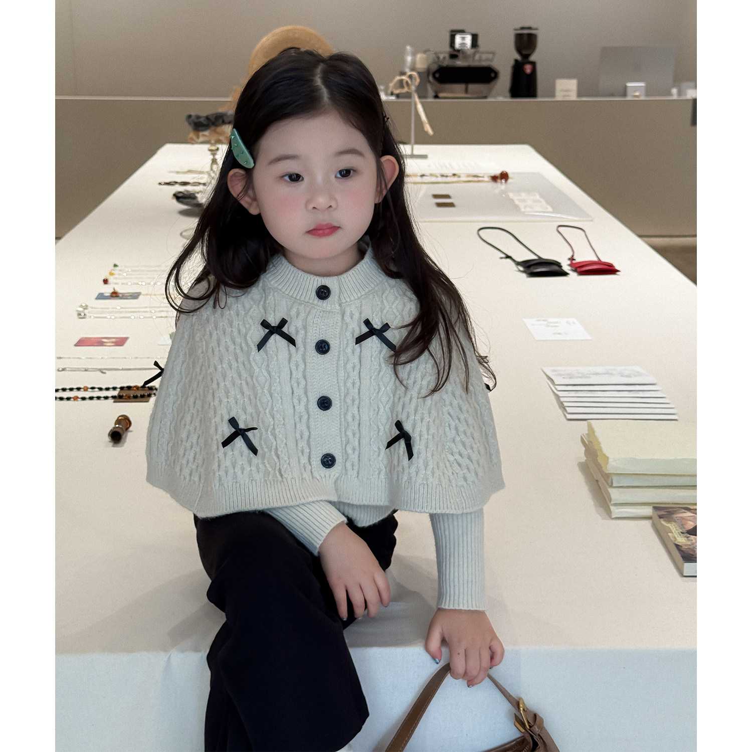 2025秋季女童韩版蝴蝶结斗篷毛衣儿童洋气针织衫外套上衣童装套装,童装/婴儿装/亲子装,毛衣/针织衫,淘宝优惠券,粉丝福利购,淘宝优惠卷