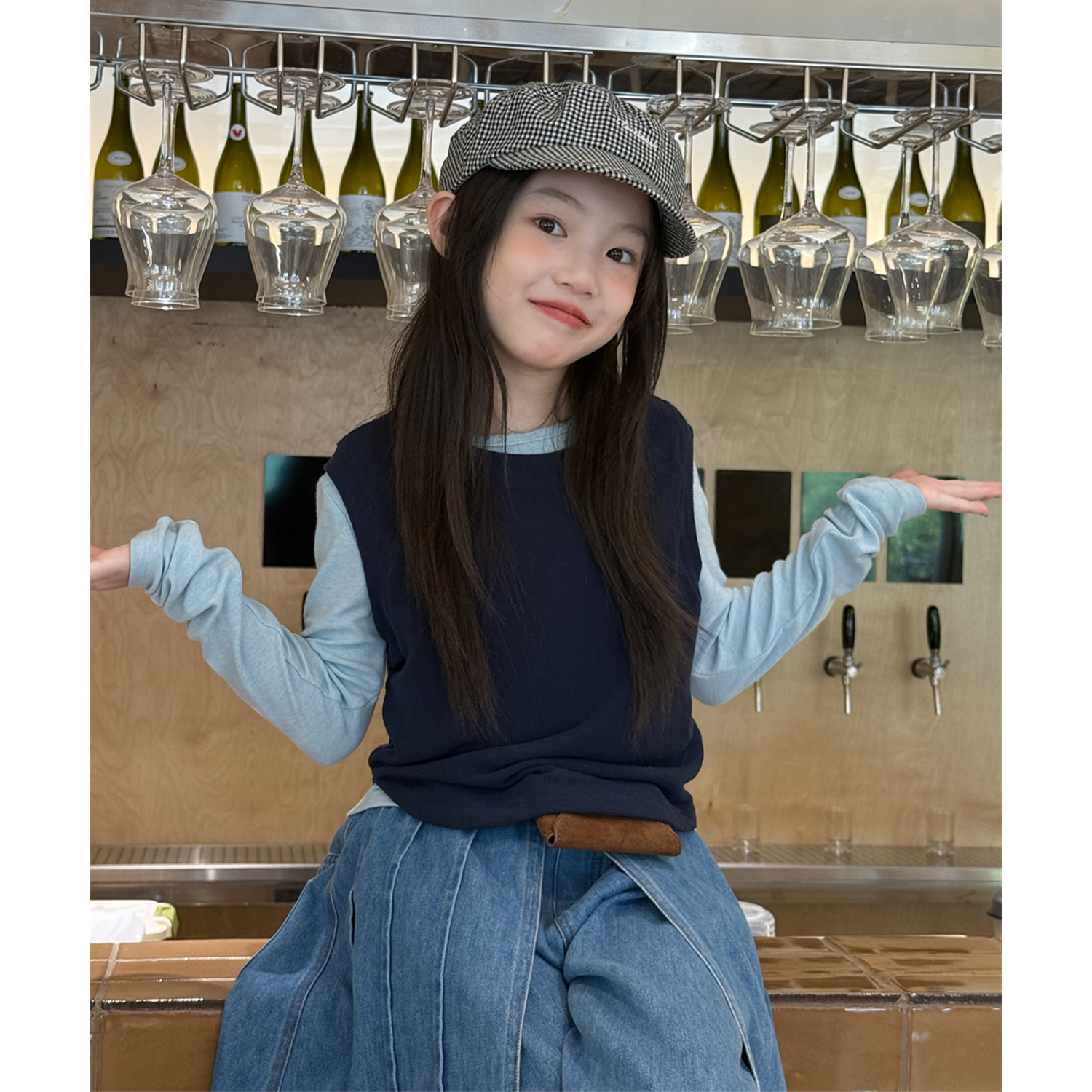 女童秋季背心打底衫套装洋气上衣