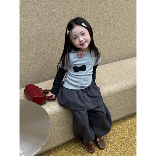 韩版女童秋季T恤屁帘裤两件套