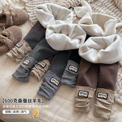 女童加绒打底裤加厚保暖长裤秋冬
