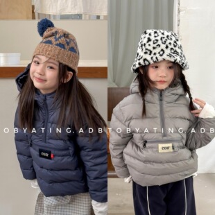连帽羽绒服女童加厚保暖短款外套冬季常规款90国标白鸭绒连帽外套