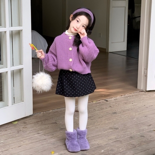 宝宝加厚毛衣开衫 2025新款 短裙两件套儿童洋气套裙 秋冬装 女童套装