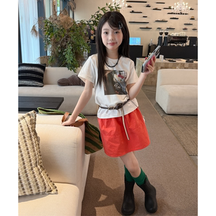 韩版女童夏季短袖T恤休闲半裙套装2026夏季女宝宝卡通半袖短裙子