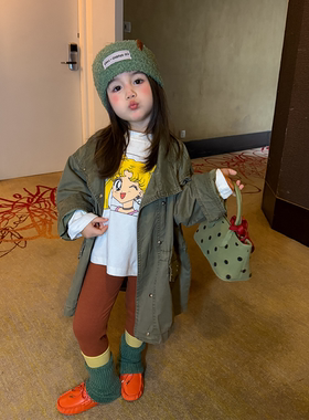 女童韩版中长款风衣外套秋装休闲