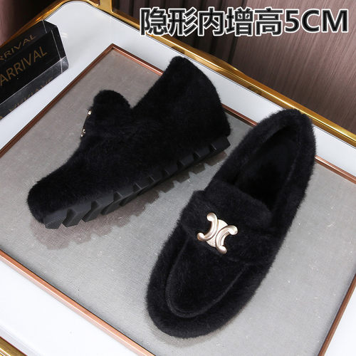内增高毛毛鞋女舒适加绒豆豆鞋