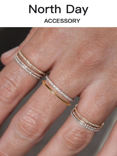 基础款ins欧美素戒镶钻