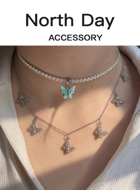 NorthDay蝴蝶排钻项链