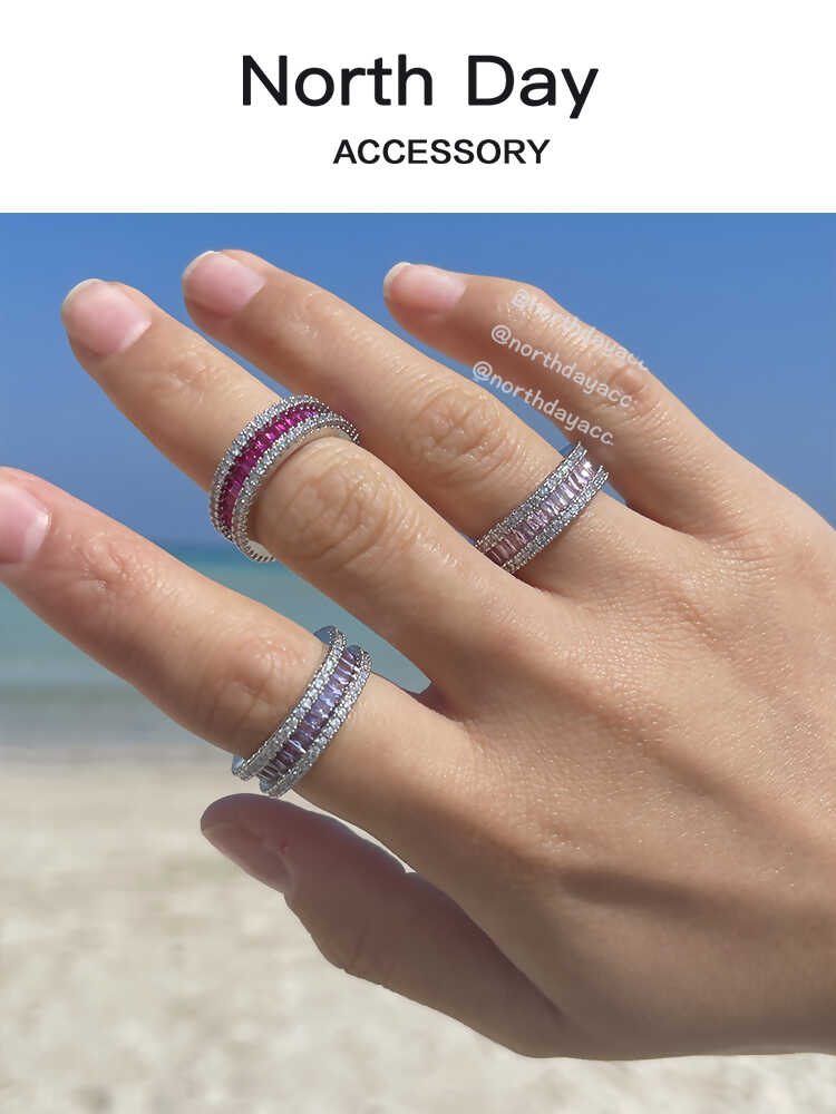 Northday出口高品质 Jennie同款排钻锆石氛围感时髦开口戒指指环