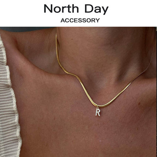North Day专属款定制字母钛钢18K金细蛇骨锁骨链项链英文项链neck