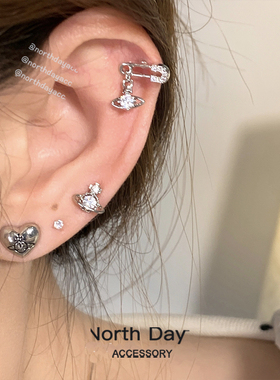 Northday深海的宇航员 一套四枚土星小耳钉mini耳环组合银针925