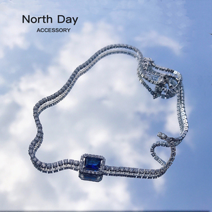 高版本手作好质感 宋妍霏同款宝石超闪锆石choker项链女sugar冰糖