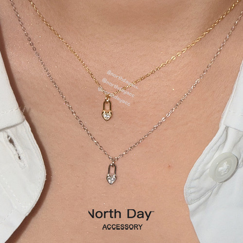 Northday实拍！洗澡不用摘超mini精致爱心锁头戴钻纯银s925项链