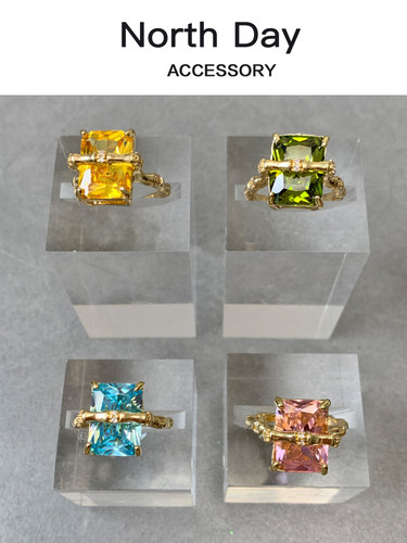 northday竹节宝石缠绕戒指