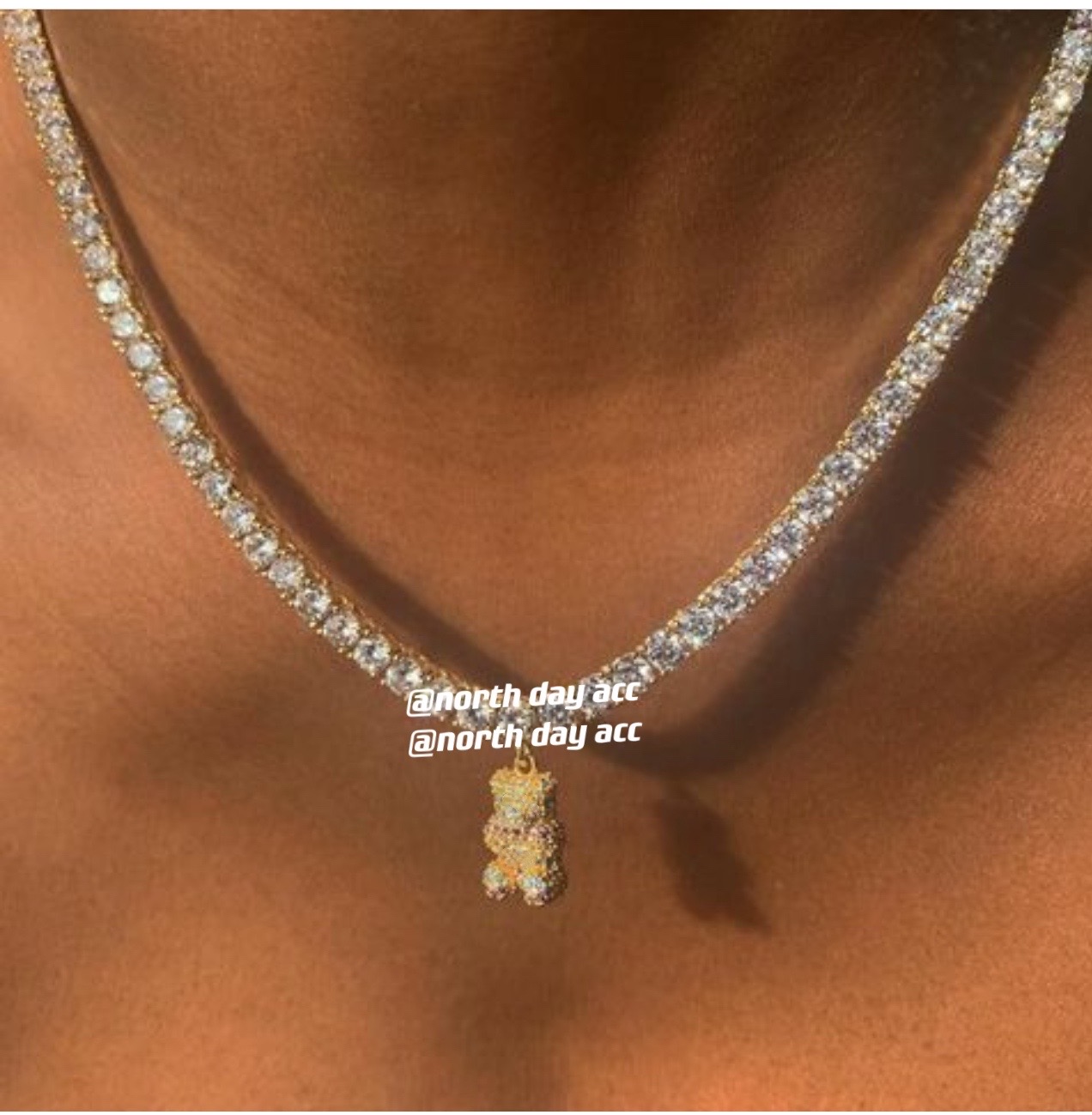 Northday女满钻爆闪小熊项链