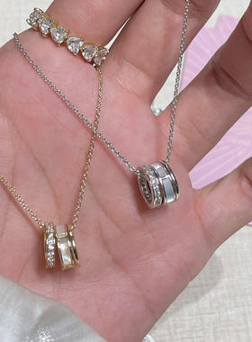 「贝母圆圈」穿啥都好看！天然贝母高级满钻双圈百搭高级小众项链