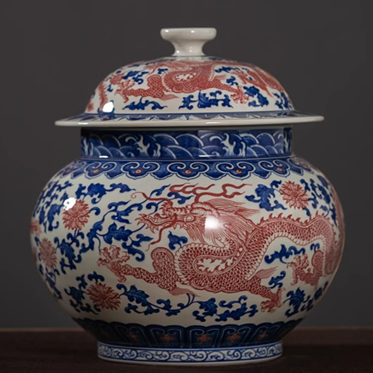 景德镇陶瓷器青花瓷茶叶罐