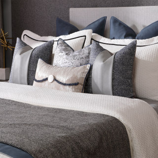 轻奢样板房间床上用品多件套现代简约纯棉休闲灰蓝样板间床品套件