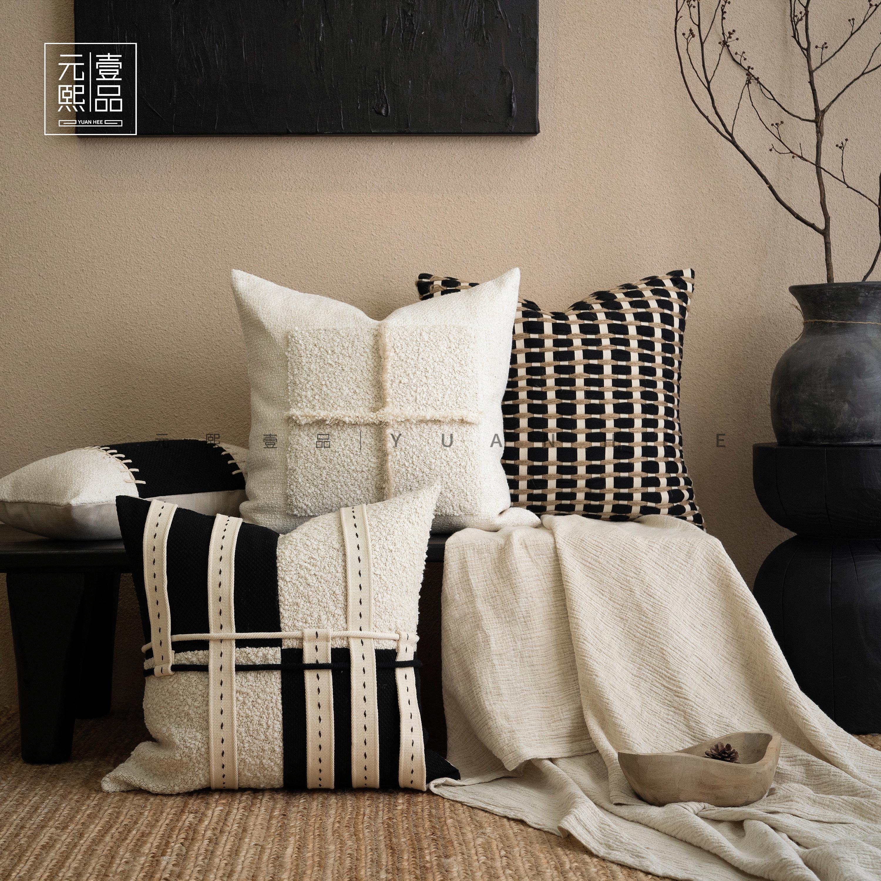 元熙【中古侘寂风】手工编织棉麻抱枕沙发靠枕别墅客厅样板房民宿,居家布艺,靠垫/抱枕,淘宝优惠券,粉丝福利购,淘宝优惠卷