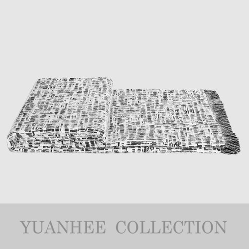 样板房搭巾现代北欧主卧床尾毯