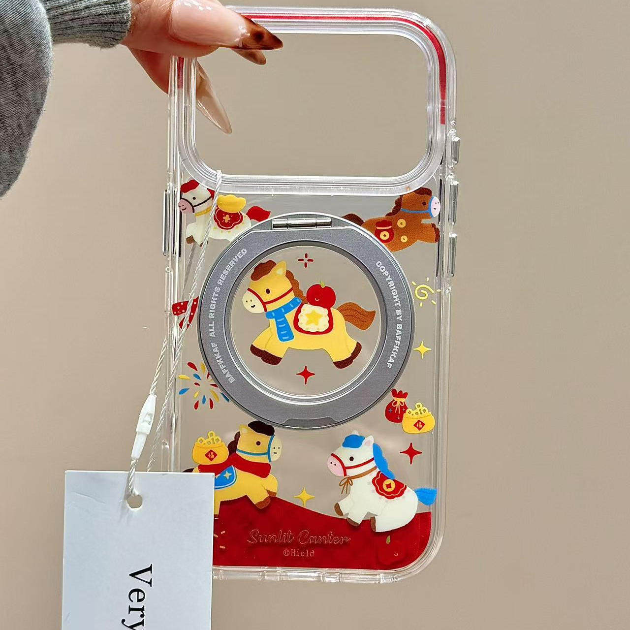 新年款卡通烟花福袋小马支点壳适用苹果17promax手机壳iphone16新款15pro女款14pm全包保护壳,3C数码配件,手机保护套/壳,淘宝优惠券,粉丝福利购,淘宝优惠卷