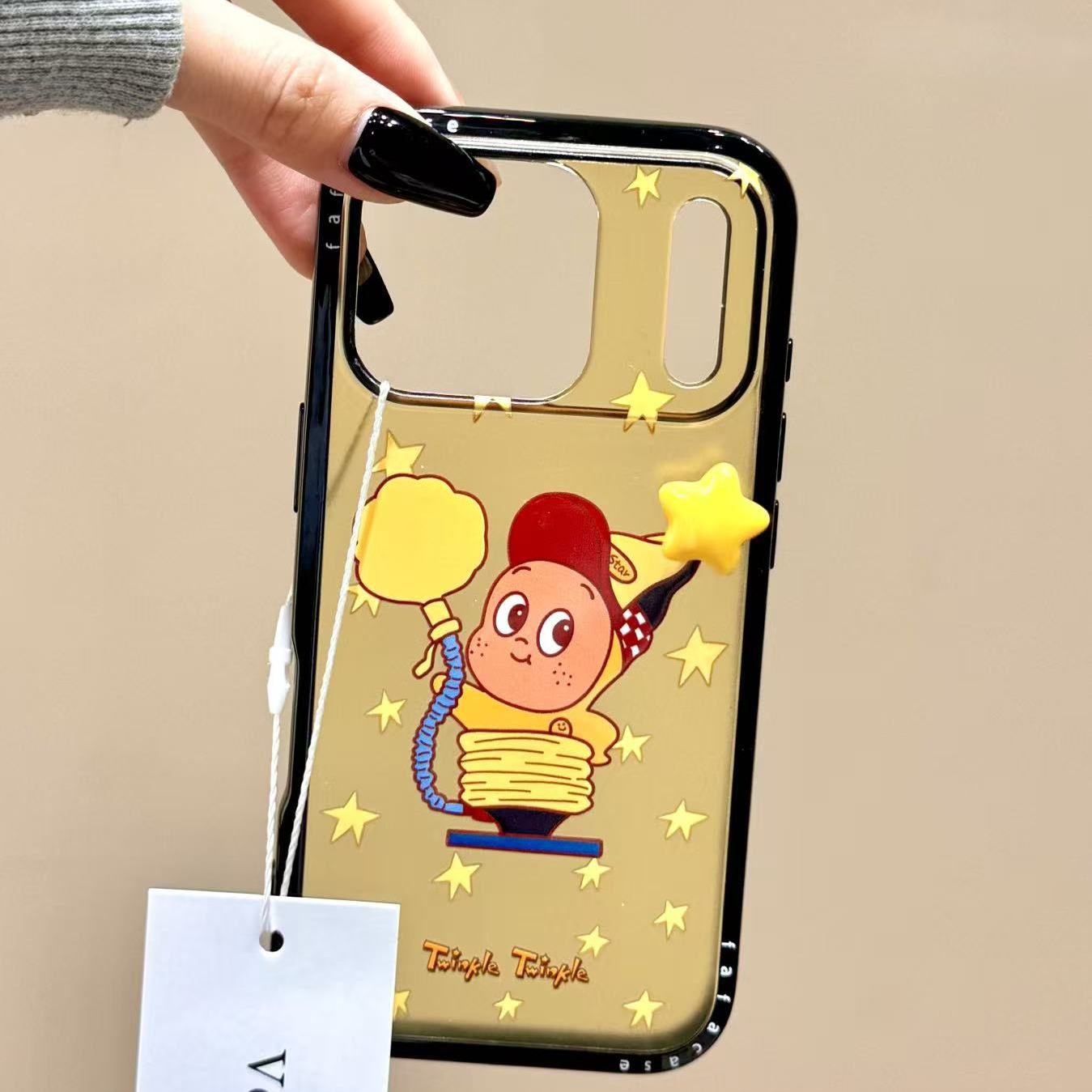 卡通可爱气球星星小人立体旋转适用苹果17promax透色手机壳iphone16新款15pro女款14pm全包保护壳