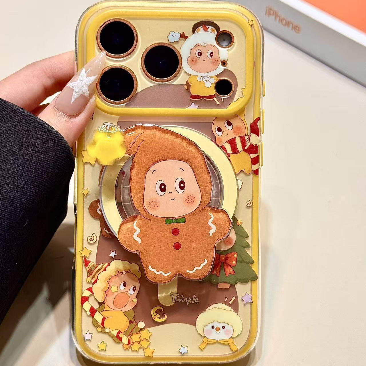 围边黄圣诞装星星男孩磁吸支架适用苹果17promax手机壳iphone16新款15pro女款14pm全包保护壳