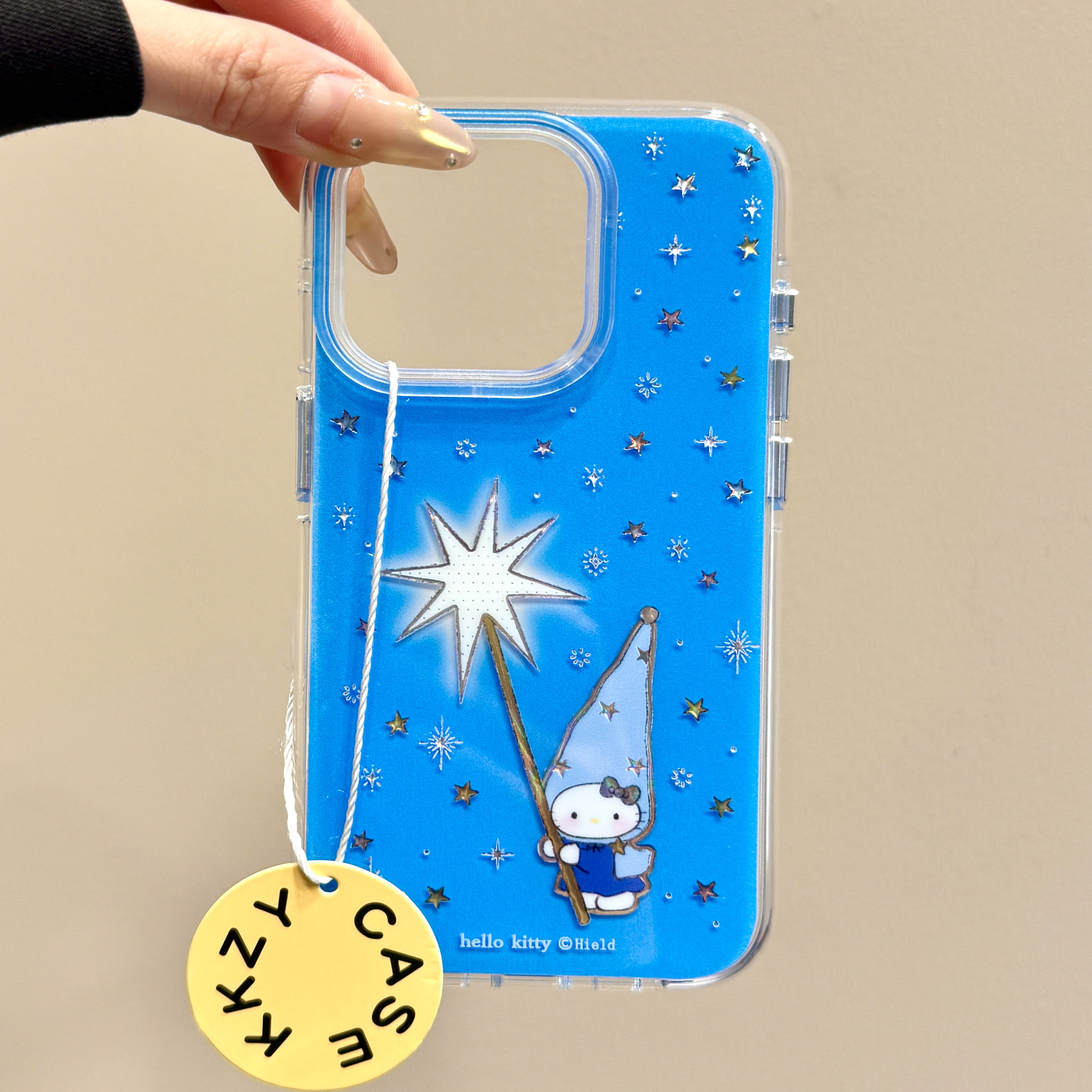 蓝底鎏金星星法杖长帽猫咪链条适用苹果16promax手机壳iphone15新款14pro女款13pm全包保护壳
