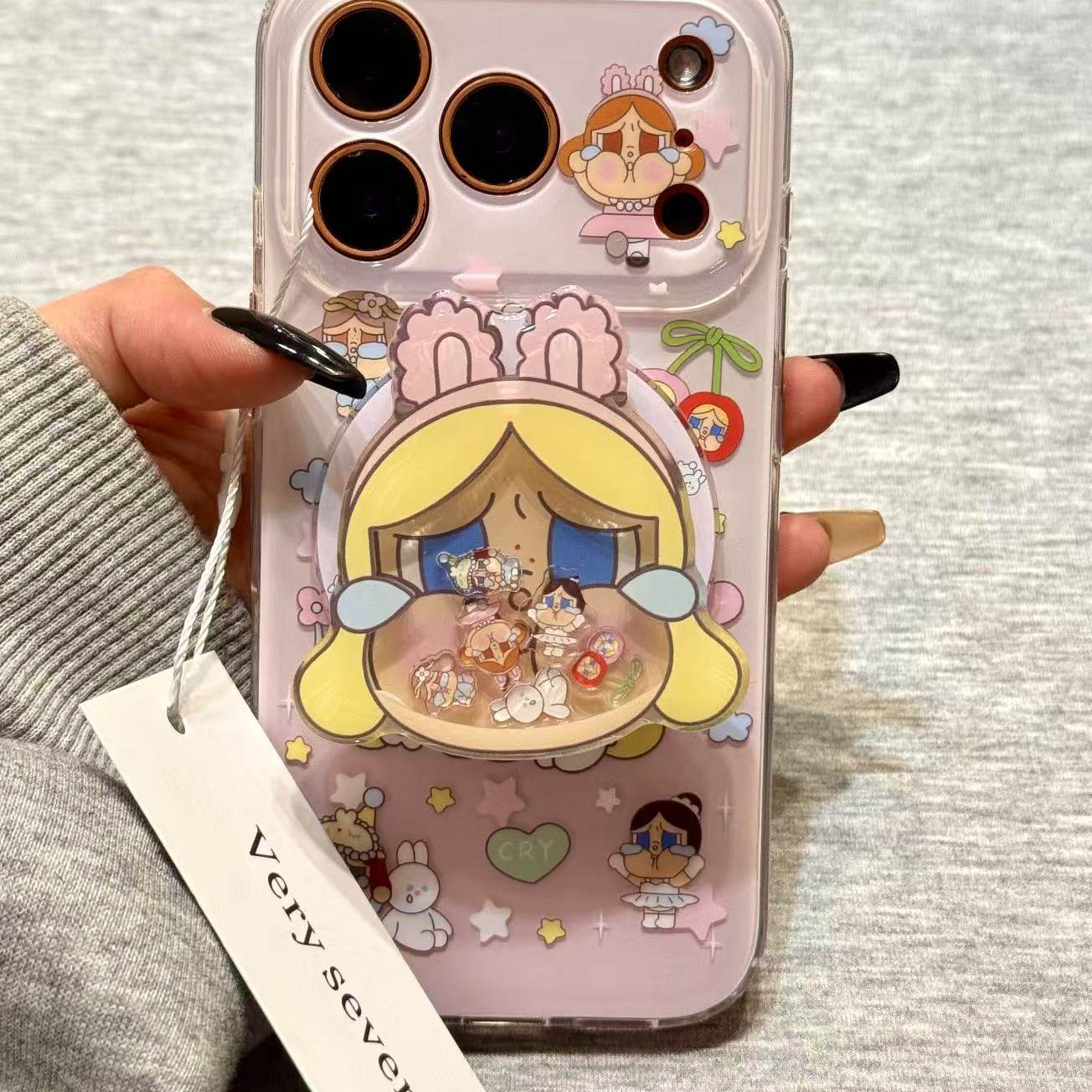 软萌可爱兔子哭泣女孩磁吸支架适用苹果17promax手机壳iphone16新款15pro女款14pm全包保护壳