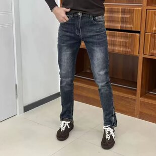 男修身 潮流百搭休闲裤 小脚秋季 韩版 新款 高端水洗做旧复古蓝牛仔裤