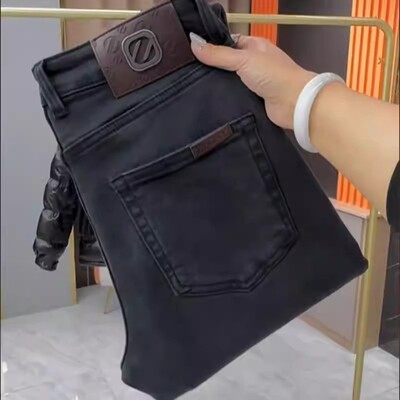 牛仔裤男士春季新款简约时尚商务潮流小脚裤黑色百搭弹力休闲裤