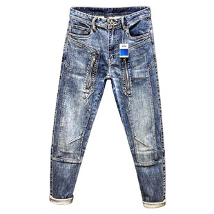 男韩版 小脚休闲牛仔裤 潮流 子男高档青年微弹修身 欧洲站潮牌小众裤