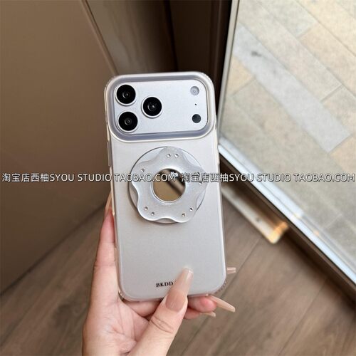 适用苹果17Promax手机壳iPhone18Pro保护套新款简约创意巨好看银色硬壳磁吸支架手腕链条挂绳轻奢气质女款