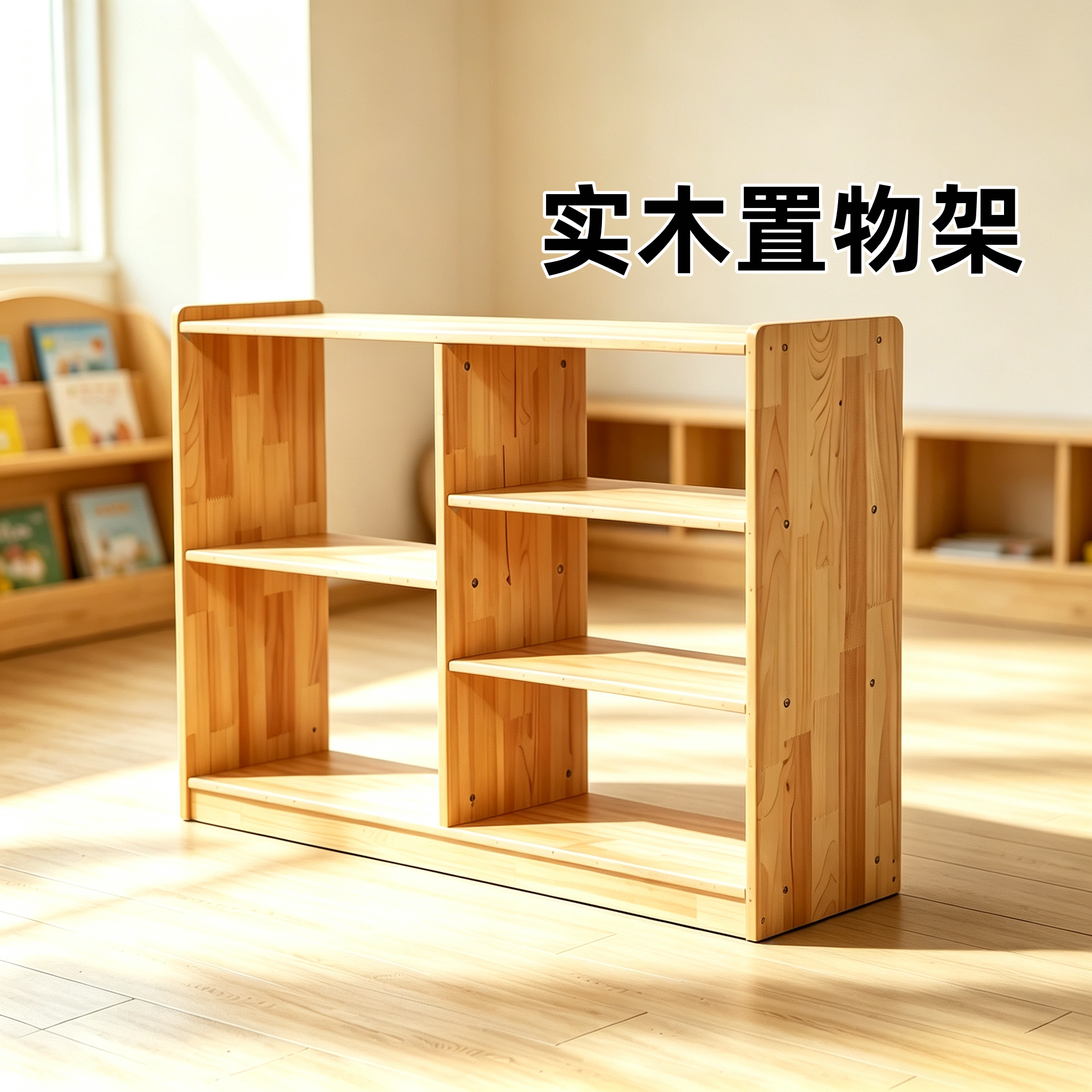 幼儿园实木玩具柜儿童收纳储物架原木书包柜子鞋柜书架区角柜组合